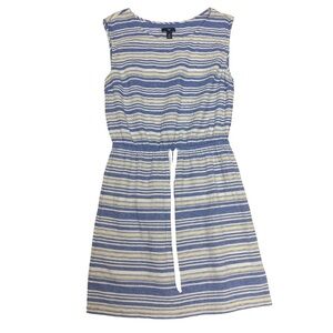 GAP Women’s Sleeveless Striped Shift Dress, Tie Waist, Linen Blend Size‎ M